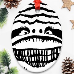 Creepy Monster Black And White Close Up Drawing Oval Ornament (two Sides) by dflcprintsclothing