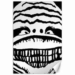 Creepy Monster Black And White Close Up Drawing Canvas 24  X 36  by dflcprintsclothing