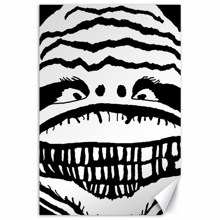 Creepy Monster Black And White Close Up Drawing Canvas 24  x 36 