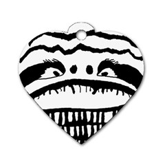 Creepy Monster Black And White Close Up Drawing Dog Tag Heart (one Side)