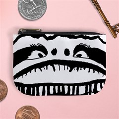 Creepy Monster Black And White Close Up Drawing Mini Coin Purse