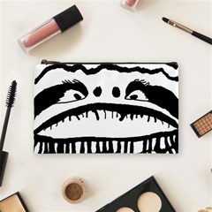 Creepy Monster Black And White Close Up Drawing Cosmetic Bag (medium)