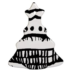 Creepy Monster Black And White Close Up Drawing Christmas Tree Ornament (two Sides) by dflcprintsclothing