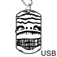 Creepy Monster Black And White Close Up Drawing Dog Tag Usb Flash (two Sides) by dflcprintsclothing