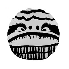 Creepy Monster Black And White Close Up Drawing Standard 15  Premium Round Cushions