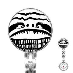 Creepy Monster Black And White Close Up Drawing Stainless Steel Nurses Watch