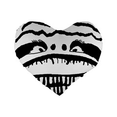 Creepy Monster Black And White Close Up Drawing Standard 16  Premium Flano Heart Shape Cushions by dflcprintsclothing