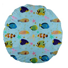 Underwater World Large 18  Premium Round Cushions by SychEva