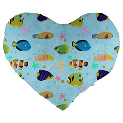 Underwater World Large 19  Premium Heart Shape Cushions by SychEva