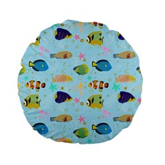 Underwater World Standard 15  Premium Flano Round Cushions by SychEva