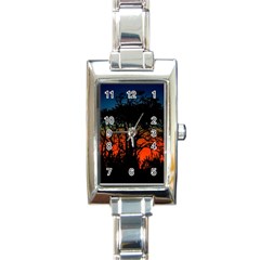 Sunset Colorful Nature Scene Rectangle Italian Charm Watch by dflcprintsclothing