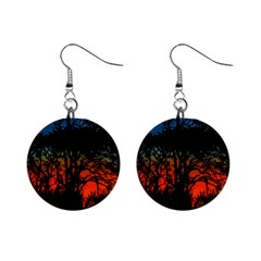 Sunset Colorful Nature Scene Mini Button Earrings by dflcprintsclothing