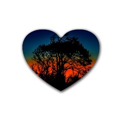 Sunset Colorful Nature Scene Rubber Coaster (heart) 