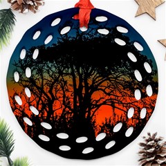 Sunset Colorful Nature Scene Ornament (round Filigree)