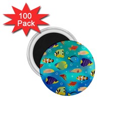 Cheerful And Bright Fish Swim In The Water 1 75  Magnets (100 Pack)  by SychEva