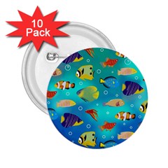 Cheerful And Bright Fish Swim In The Water 2 25  Buttons (10 Pack)  by SychEva