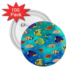 Cheerful And Bright Fish Swim In The Water 2 25  Buttons (100 Pack)  by SychEva