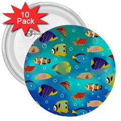 Cheerful And Bright Fish Swim In The Water 3  Buttons (10 Pack)  by SychEva