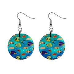 Cheerful And Bright Fish Swim In The Water Mini Button Earrings by SychEva