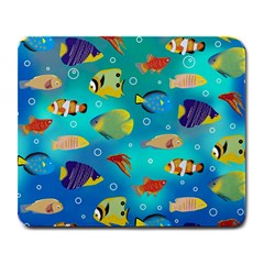 Cheerful And Bright Fish Swim In The Water Large Mousepads