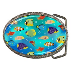 Cheerful And Bright Fish Swim In The Water Belt Buckles by SychEva