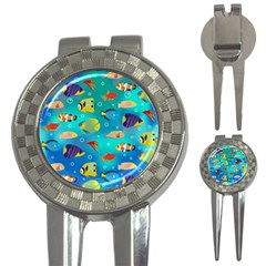 Cheerful And Bright Fish Swim In The Water 3-in-1 Golf Divots by SychEva