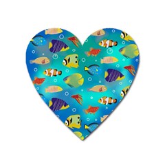 Cheerful And Bright Fish Swim In The Water Heart Magnet by SychEva