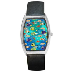 Cheerful And Bright Fish Swim In The Water Barrel Style Metal Watch by SychEva