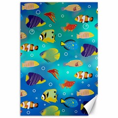 Cheerful And Bright Fish Swim In The Water Canvas 12  X 18  by SychEva