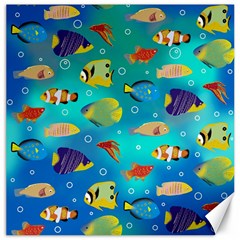 Cheerful And Bright Fish Swim In The Water Canvas 16  X 16  by SychEva