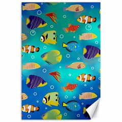 Cheerful And Bright Fish Swim In The Water Canvas 24  X 36  by SychEva