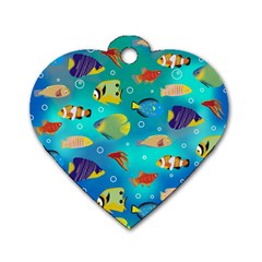 Cheerful And Bright Fish Swim In The Water Dog Tag Heart (two Sides) by SychEva