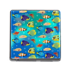 Cheerful And Bright Fish Swim In The Water Memory Card Reader (square 5 Slot) by SychEva