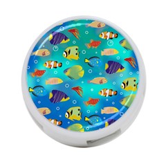 Cheerful And Bright Fish Swim In The Water 4-port Usb Hub (one Side) by SychEva