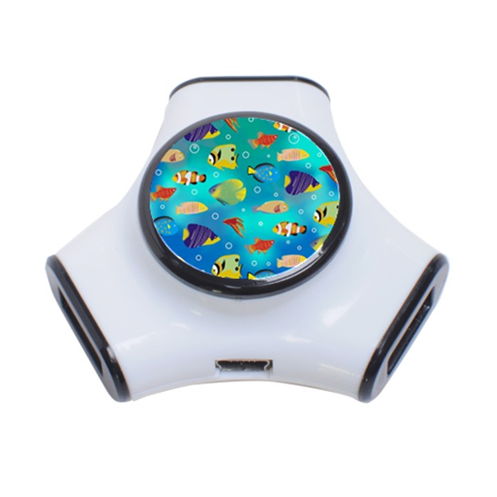 Cheerful And Bright Fish Swim In The Water 3-Port USB Hub