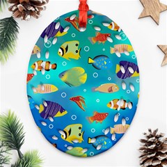 Cheerful And Bright Fish Swim In The Water Ornament (oval Filigree) by SychEva