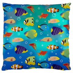 Cheerful And Bright Fish Swim In The Water Large Cushion Case (two Sides) by SychEva