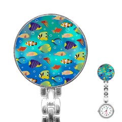 Cheerful And Bright Fish Swim In The Water Stainless Steel Nurses Watch by SychEva