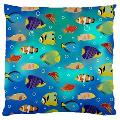 Cheerful And Bright Fish Swim In The Water Large Flano Cushion Case (one Side) by SychEva