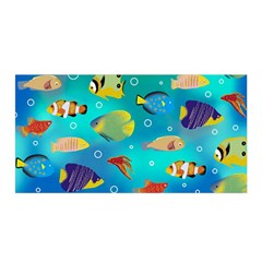 Cheerful And Bright Fish Swim In The Water Satin Wrap by SychEva