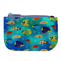 Cheerful And Bright Fish Swim In The Water Large Coin Purse by SychEva