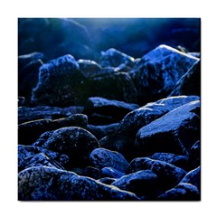 Big Rocks Illuminated By Sunlight Print Tile Coaster by dflcprintsclothing