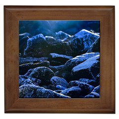 Big Rocks Illuminated By Sunlight Print Framed Tile by dflcprintsclothing