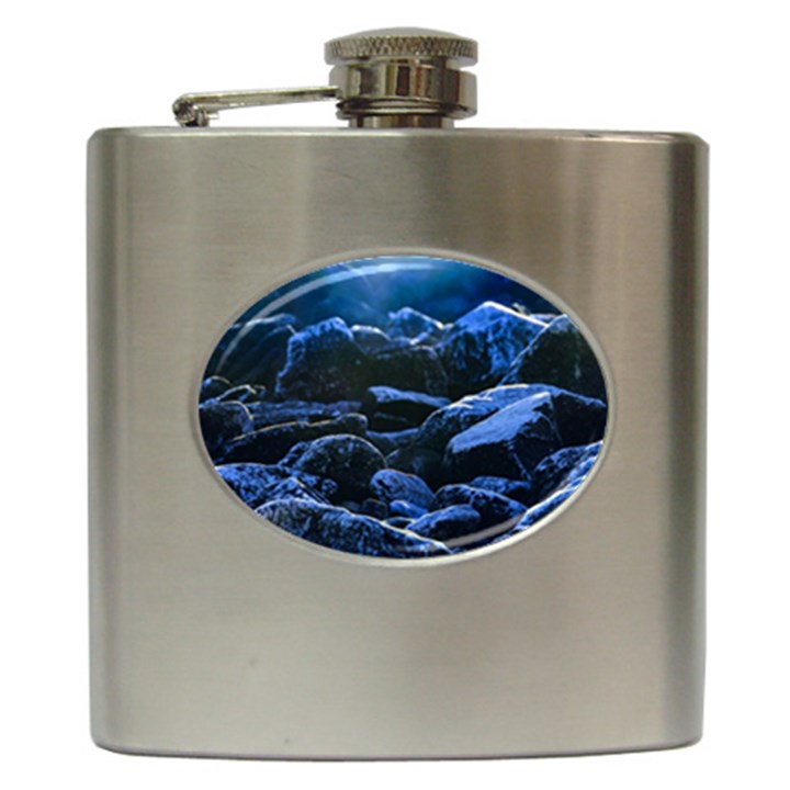 Big Rocks Illuminated By Sunlight Print Hip Flask (6 oz)