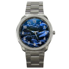 Big Rocks Illuminated By Sunlight Print Sport Metal Watch by dflcprintsclothing