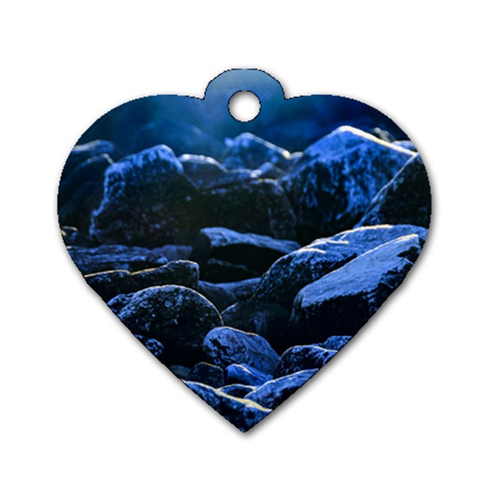 Big Rocks Illuminated By Sunlight Print Dog Tag Heart (One Side)