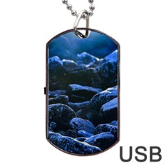 Big Rocks Illuminated By Sunlight Print Dog Tag Usb Flash (two Sides) by dflcprintsclothing