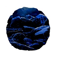 Big Rocks Illuminated By Sunlight Print Standard 15  Premium Flano Round Cushions by dflcprintsclothing