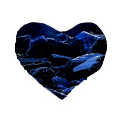 Big Rocks Illuminated By Sunlight Print Standard 16  Premium Flano Heart Shape Cushions by dflcprintsclothing