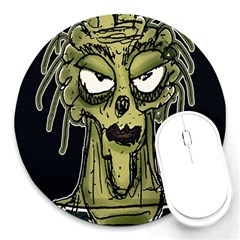 Ugly Monster Portrait Drawing Round Mousepads by dflcprintsclothing